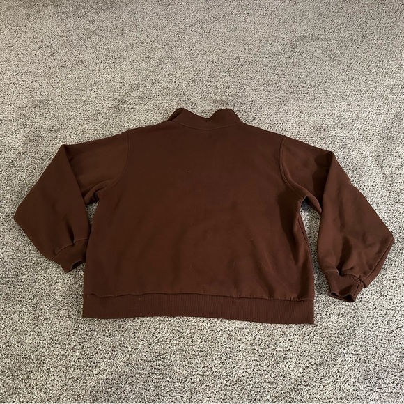HOLLISTER California M 1/4 Zip Brown Fleece Sweatshirt R $49 - Picture 8 of 11